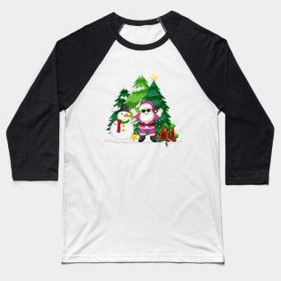 Retro Pink Santa Claus Vintage Xmas Baseball T-Shirt